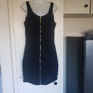 Tomsware Black tank dress with gold Zipper Size Large